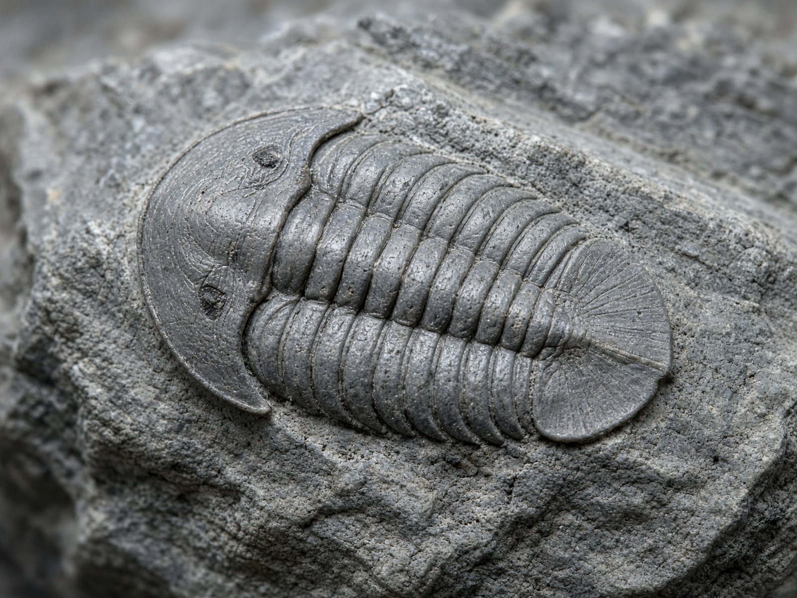 A museum-style trilobite fossil in limestone